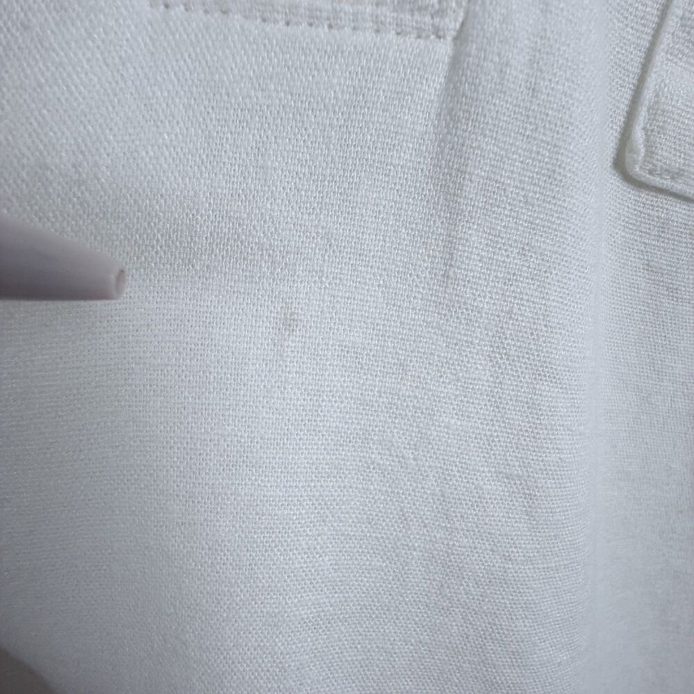 cable & gauge v neck linen blend coastal grandmother beach 1x white women's top - Picture 8 of 8